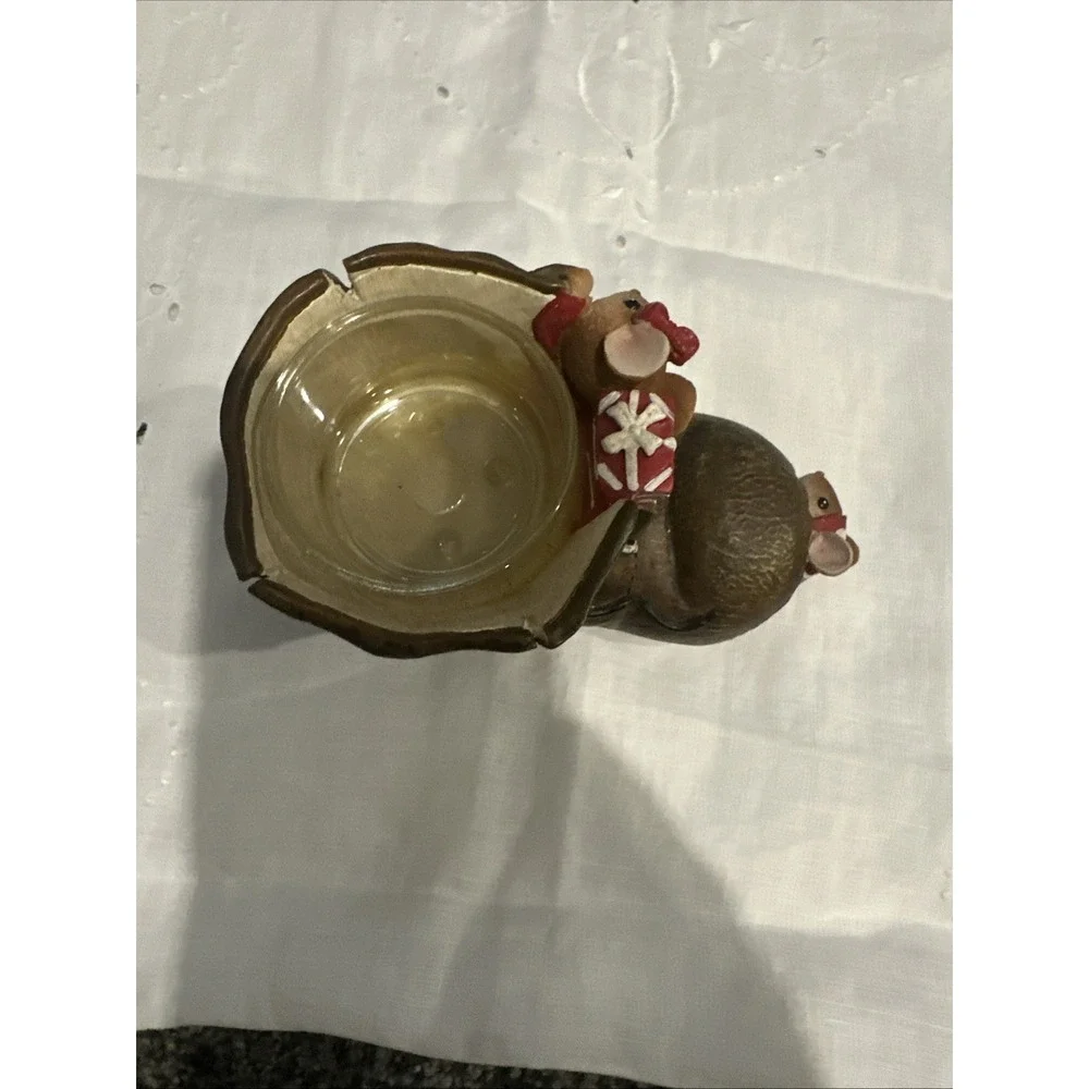 Christmas Mice Mouse in Old Boot‎ Tealight Candle Holder Yankee Candle Adorable